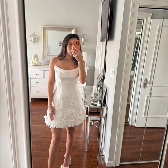 Dresses & Skirts - Elegant White Floral Embellished Dress and Coat Set